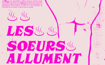 Une affiche rose montrant un point levé.